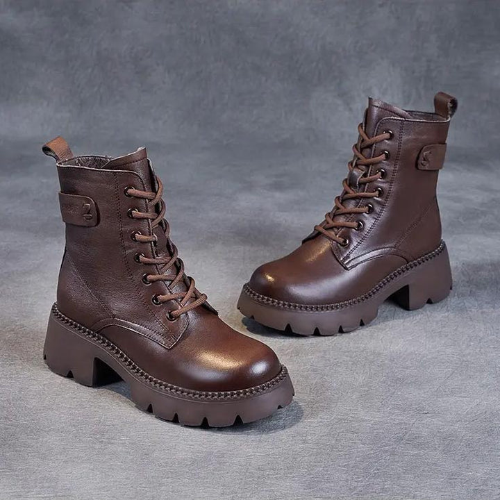 Boots For Women | Lace Up Mid Ankle Chunky Sole Style