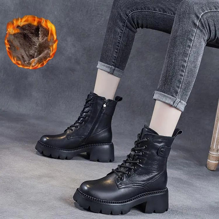 Boots For Women | Lace Up Mid Ankle Chunky Sole Style