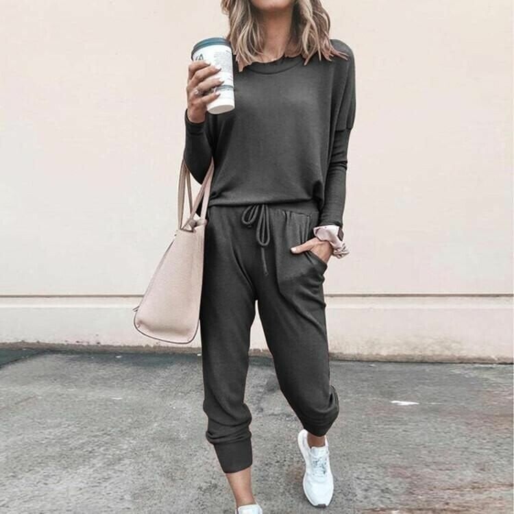 Women's Coordinated Set | Casual Long Sleeve Top and Jogger Pants