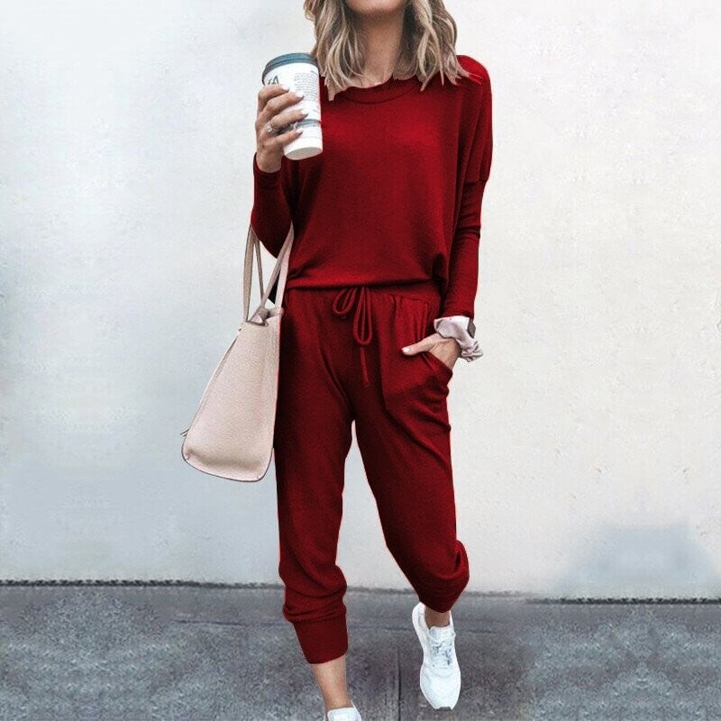 Women's Coordinated Set | Casual Long Sleeve Top and Jogger Pants
