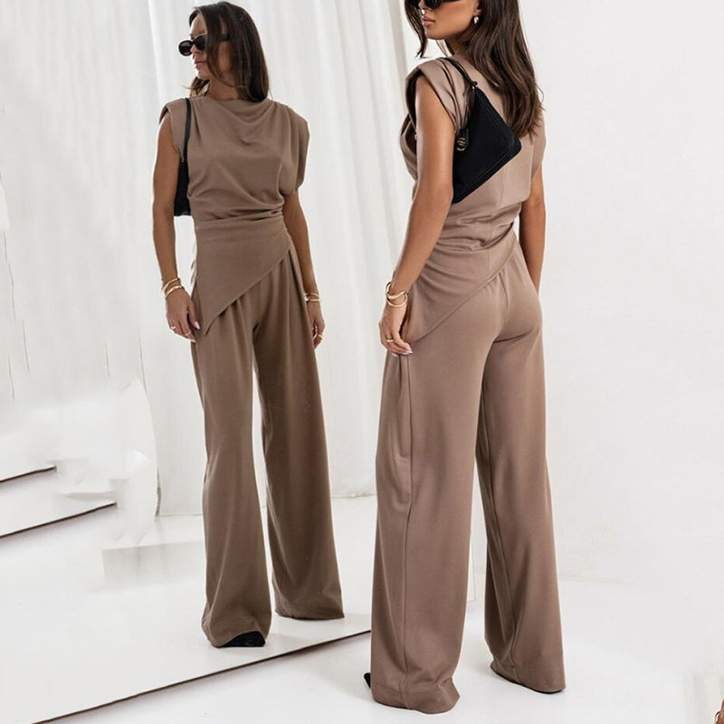 Women's Two-Piece Set | Asymmetrical Straight-Leg