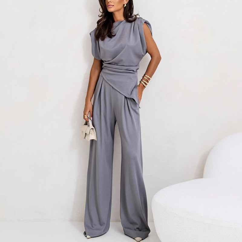 Women's Two-Piece Set | Asymmetrical Straight-Leg