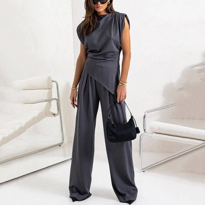 Women's Two-Piece Set | Asymmetrical Straight-Leg