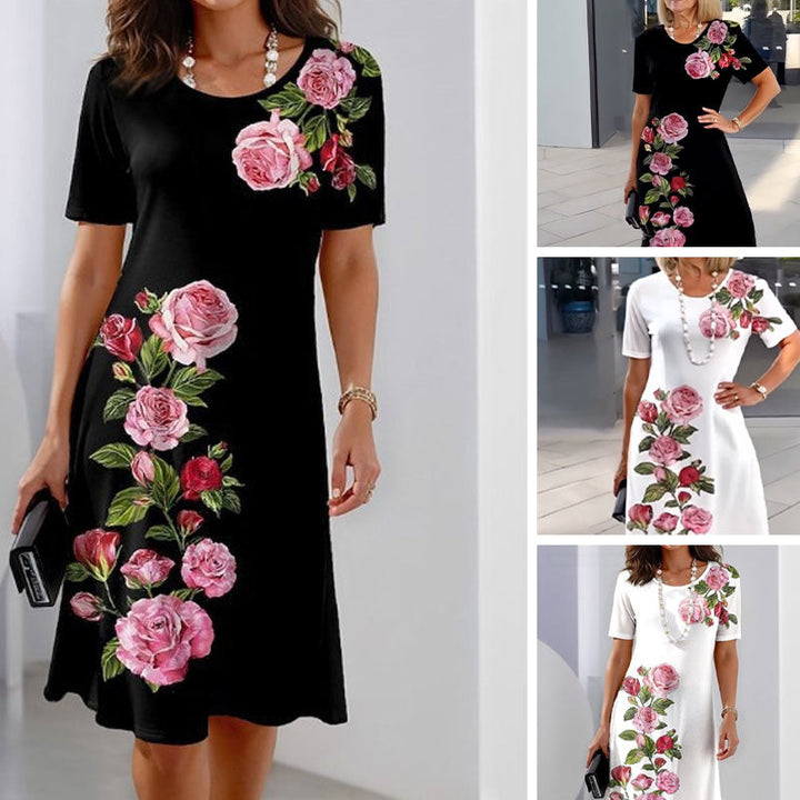 Casual Dress for Women | Floral Print Midi with Short Sleeves