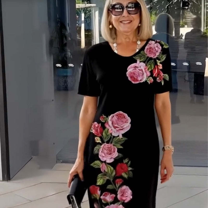 Casual Dress for Women | Floral Print Midi with Short Sleeves