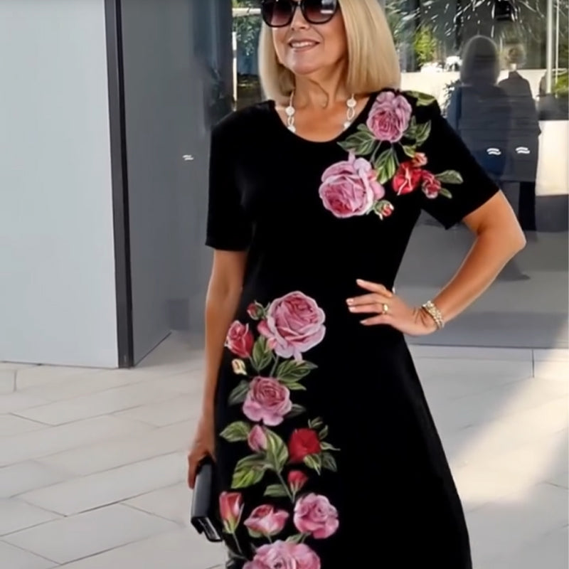 Casual Dress for Women | Floral Print Midi with Short Sleeves
