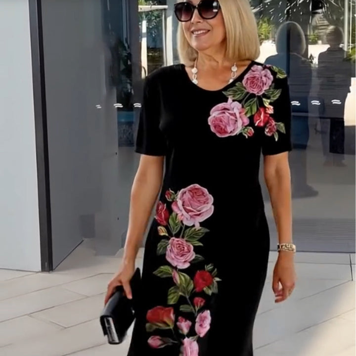 Casual Dress for Women | Floral Print Midi with Short Sleeves