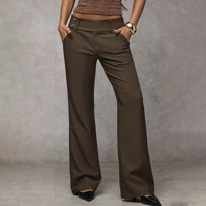 Women's high-waisted flared trousers with tailored wide legs