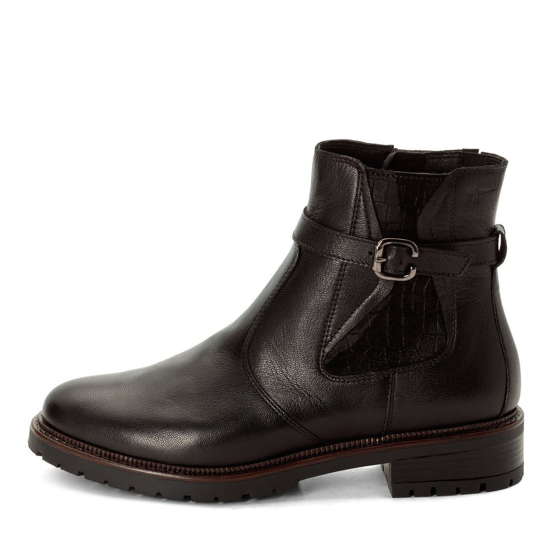 Black ankle boots with buckle detail