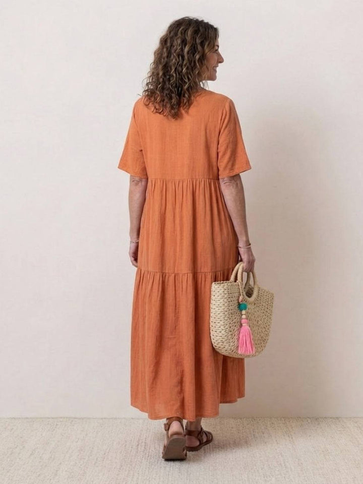 Women's Boho Maxi Dress | V Neck Tiered