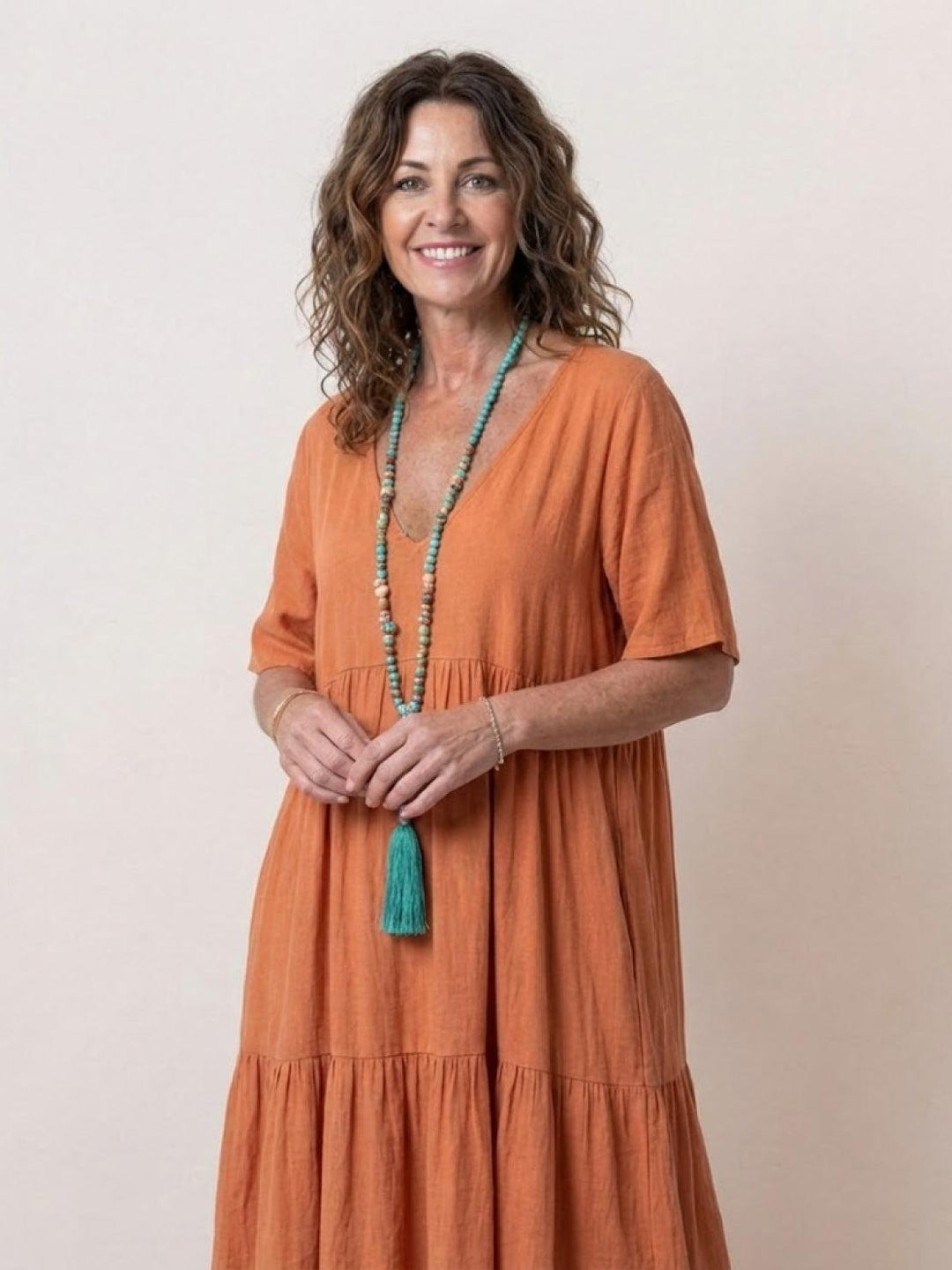 Women's Boho Maxi Dress | V Neck Tiered