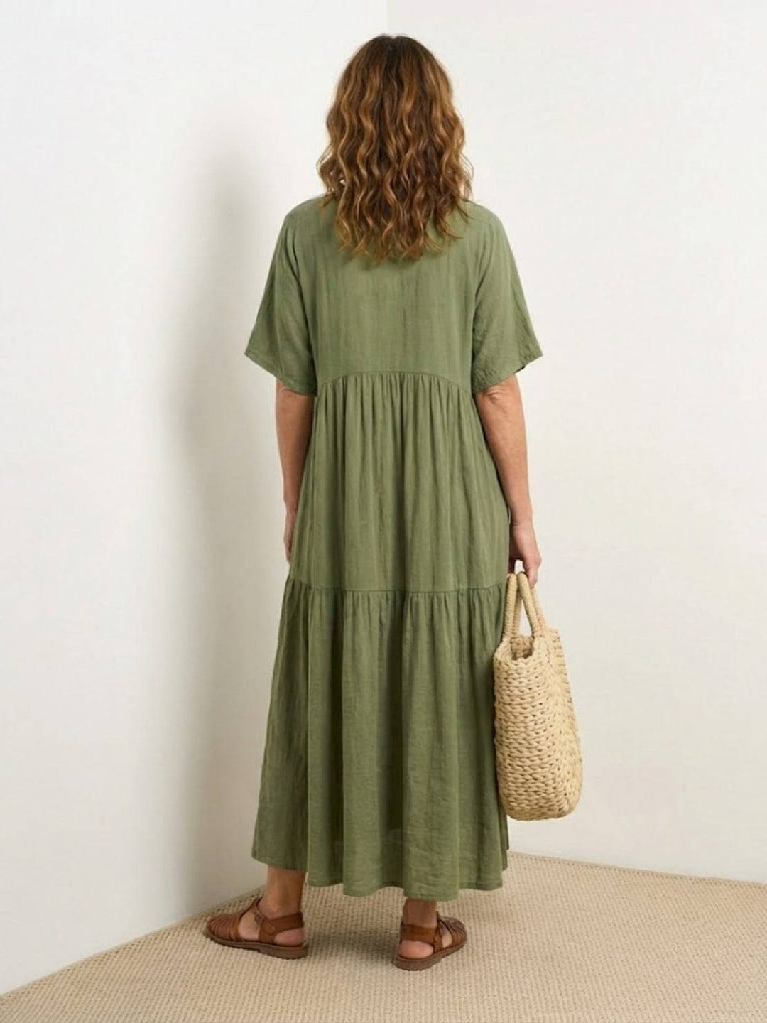 Women's Boho Maxi Dress | V Neck Tiered