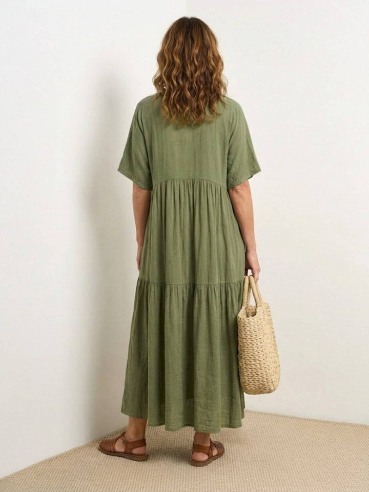 Women's Boho Maxi Dress | V Neck Tiered