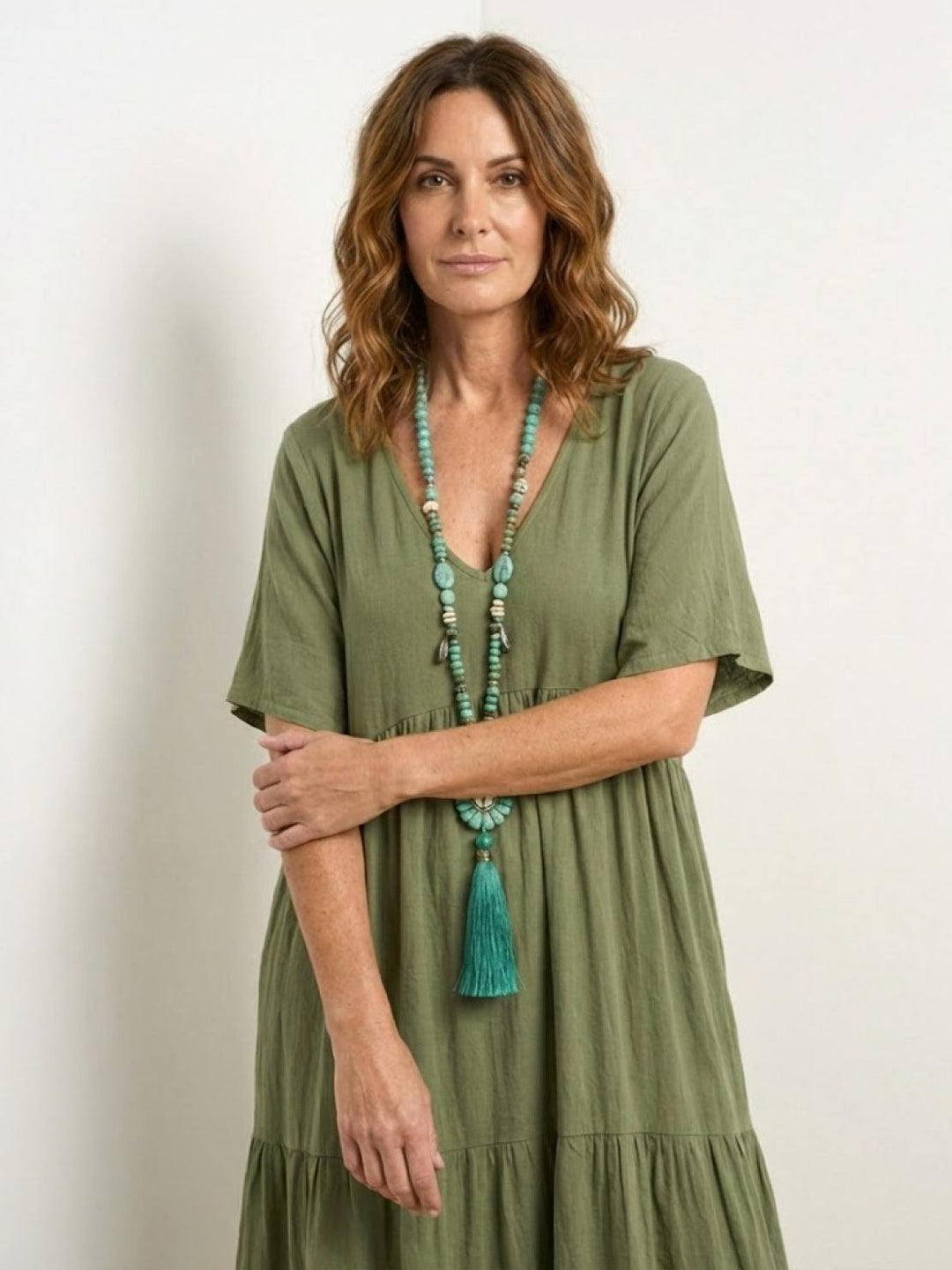Women's Boho Maxi Dress | V Neck Tiered