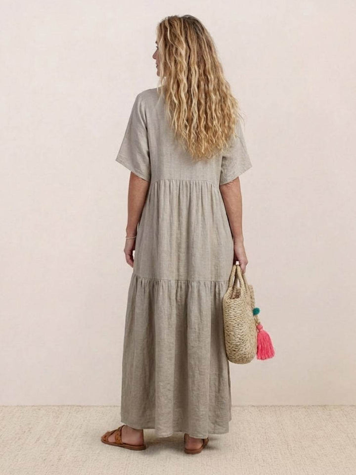 Women's Boho Maxi Dress | V Neck Tiered