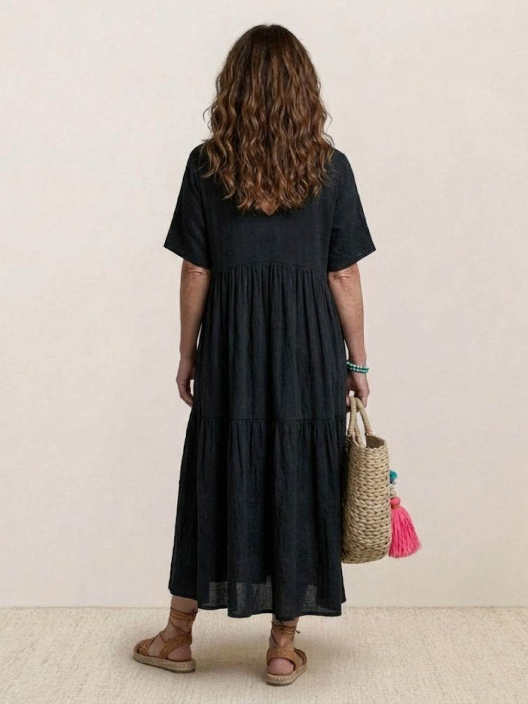 Women's Boho Maxi Dress | V Neck Tiered