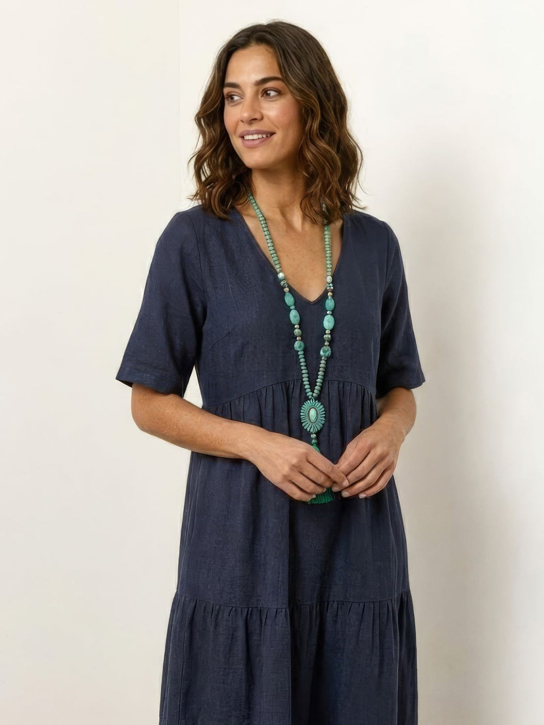 Women's Boho Maxi Dress | V Neck Tiered