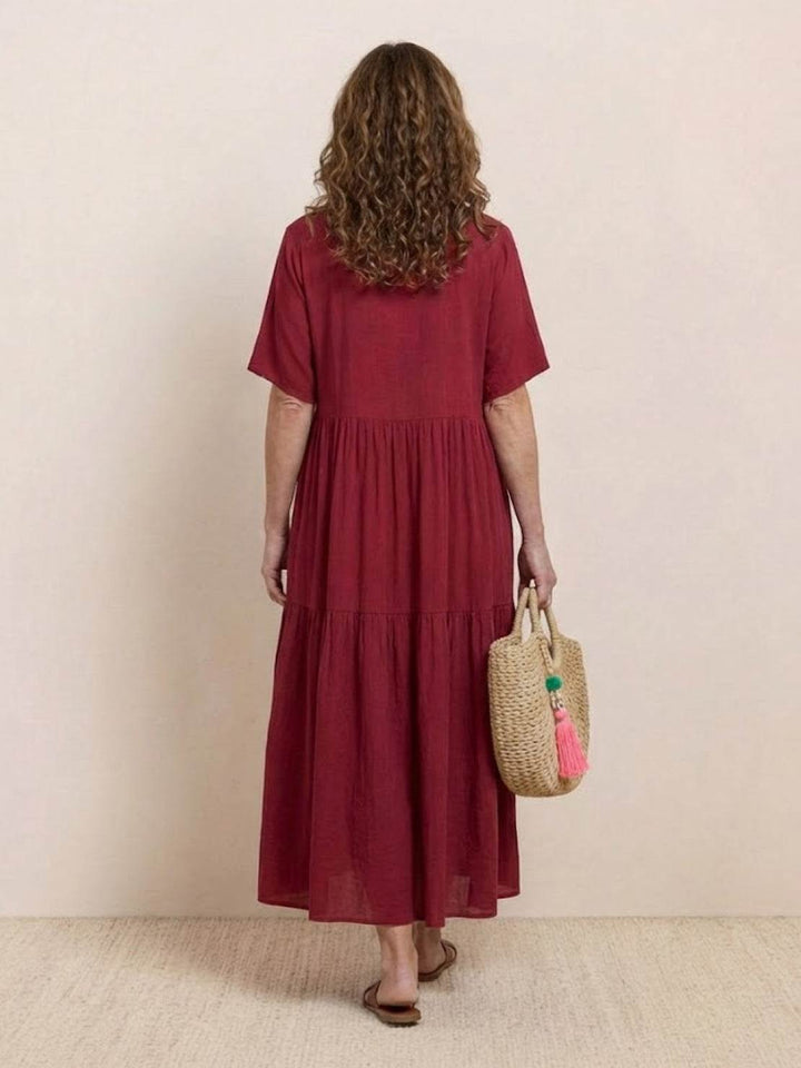 Women's Boho Maxi Dress | V Neck Tiered
