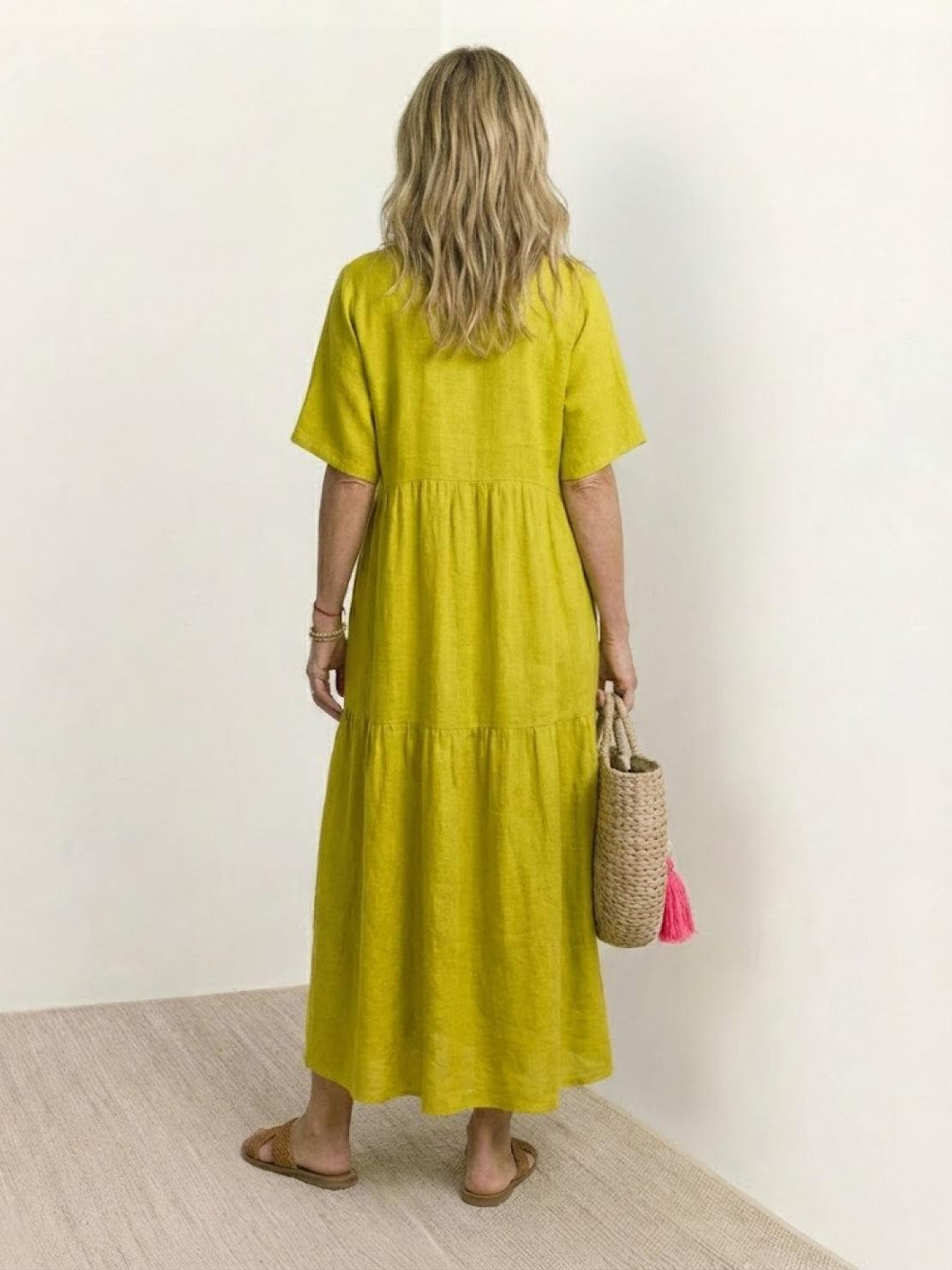 Women's Boho Maxi Dress | V Neck Tiered