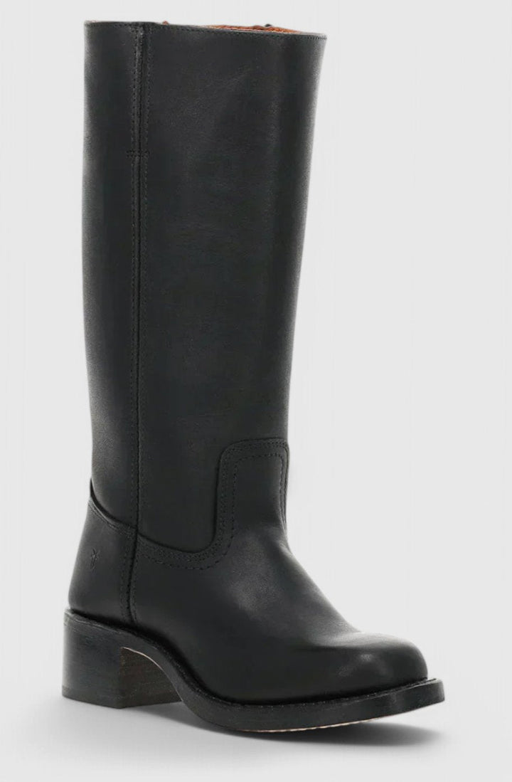 Viola | Women's Leather Look Stacked-Heel Knee-High Boots