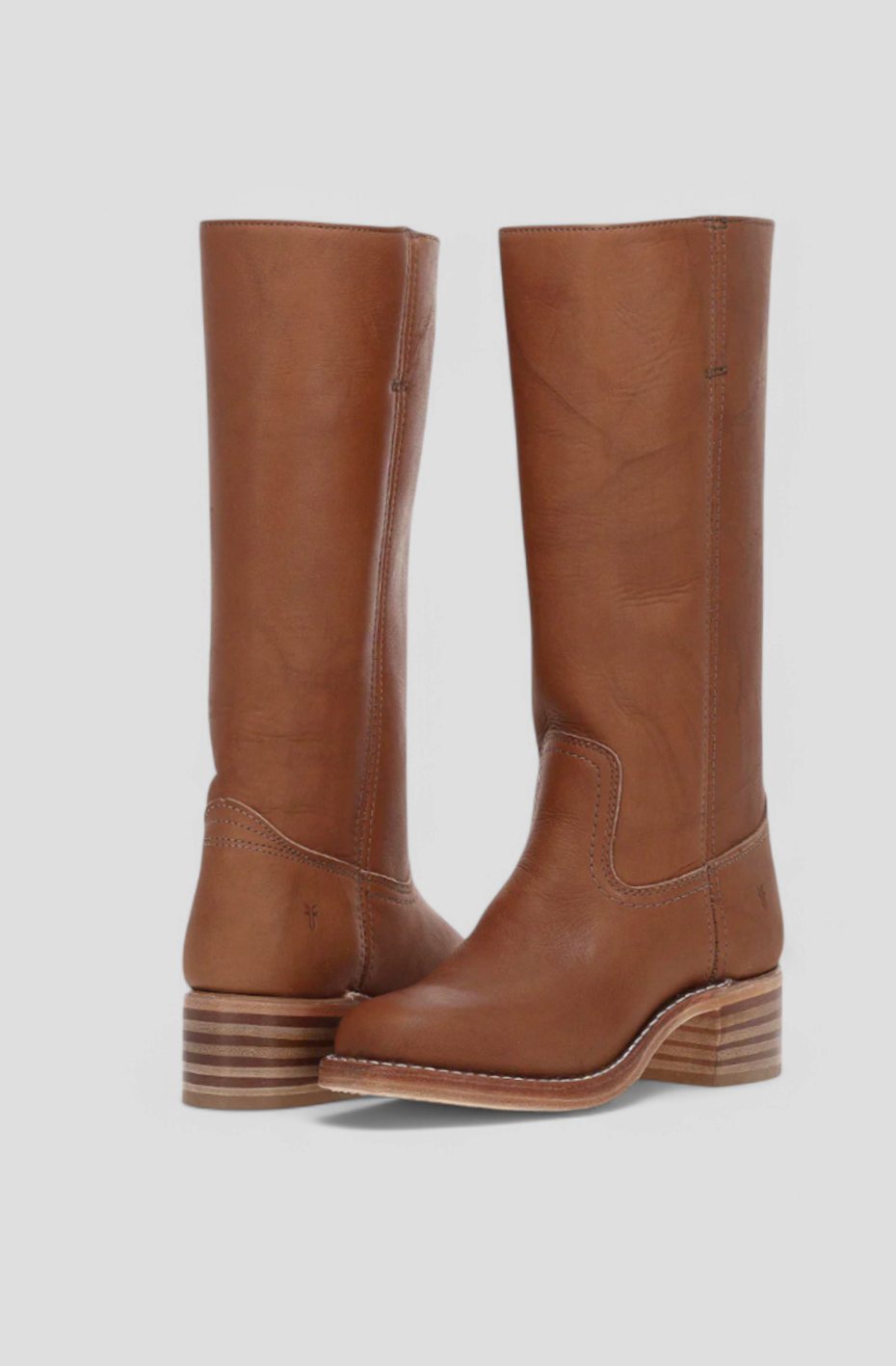 Viola | Women's Leather Look Stacked-Heel Knee-High Boots