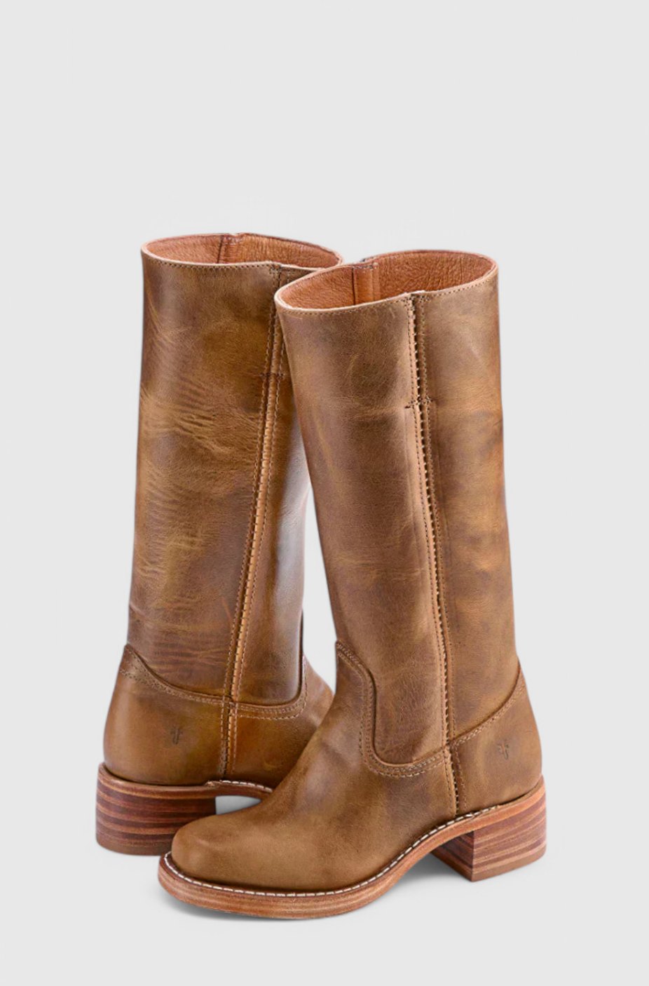 Viola | Women's Leather Look Stacked-Heel Knee-High Boots