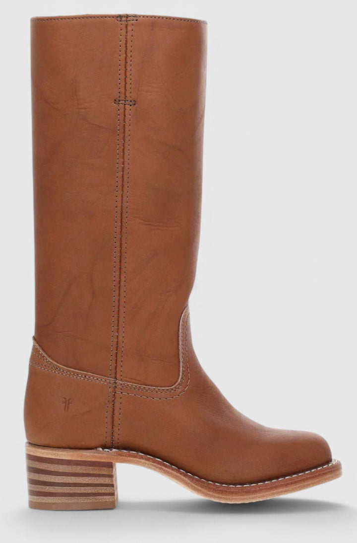 Viola | Women's Leather Look Stacked-Heel Knee-High Boots