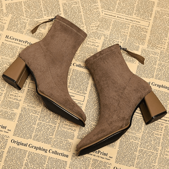 Boots For Women | Ankle Height Rear Zipper Heel Style