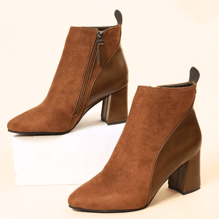Boots For Women | Side Zipper Block Heel Style