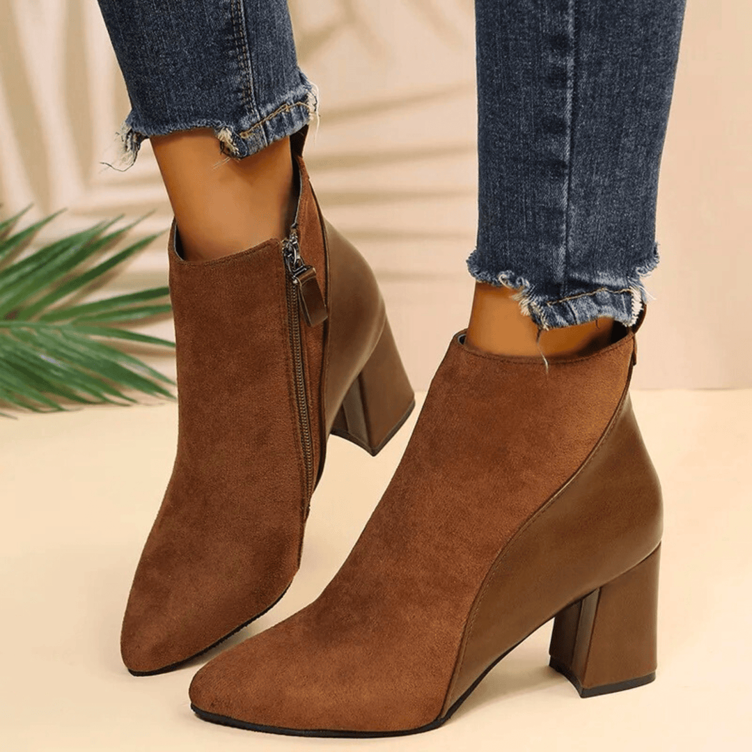 Boots For Women | Side Zipper Block Heel Style