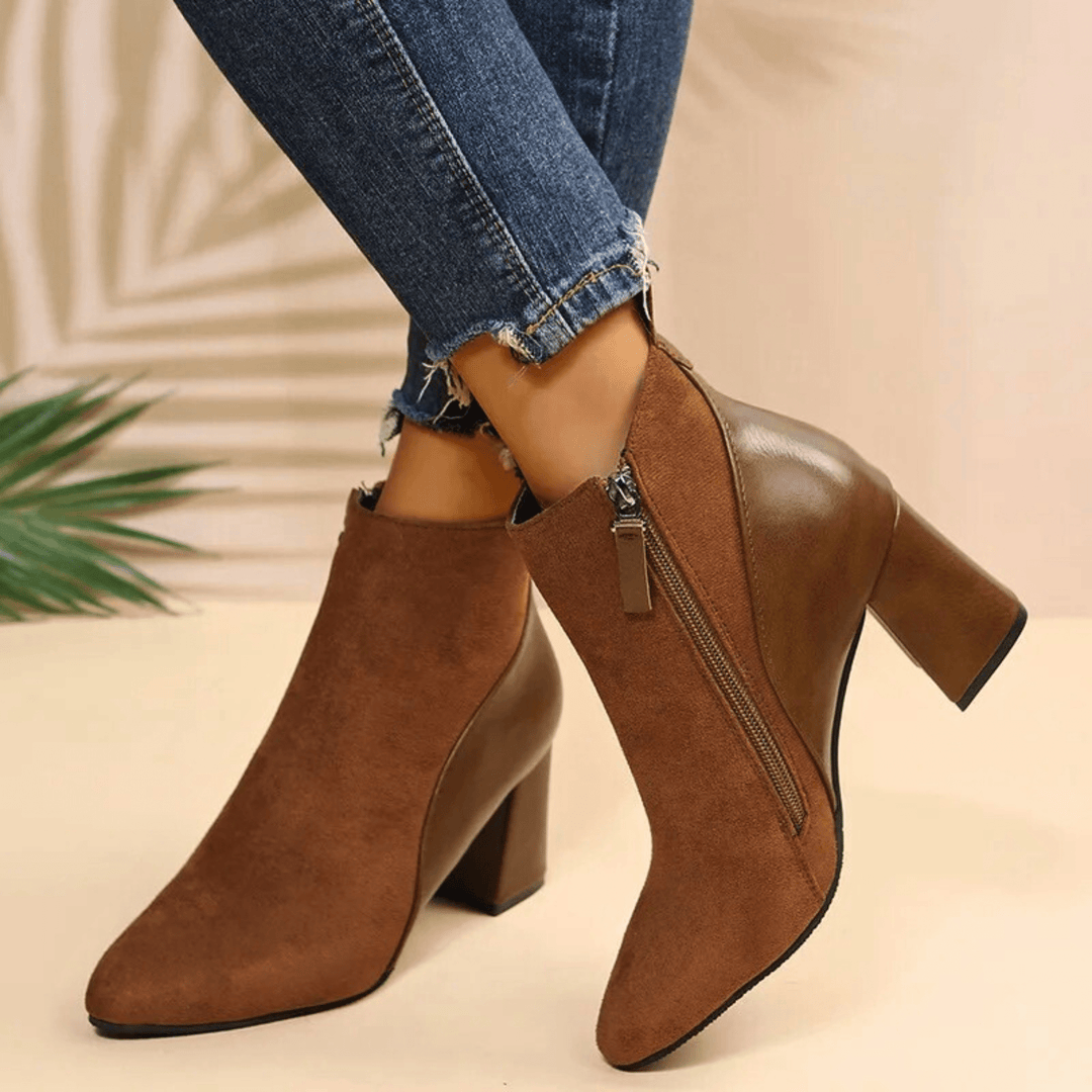 Boots For Women | Side Zipper Block Heel Style