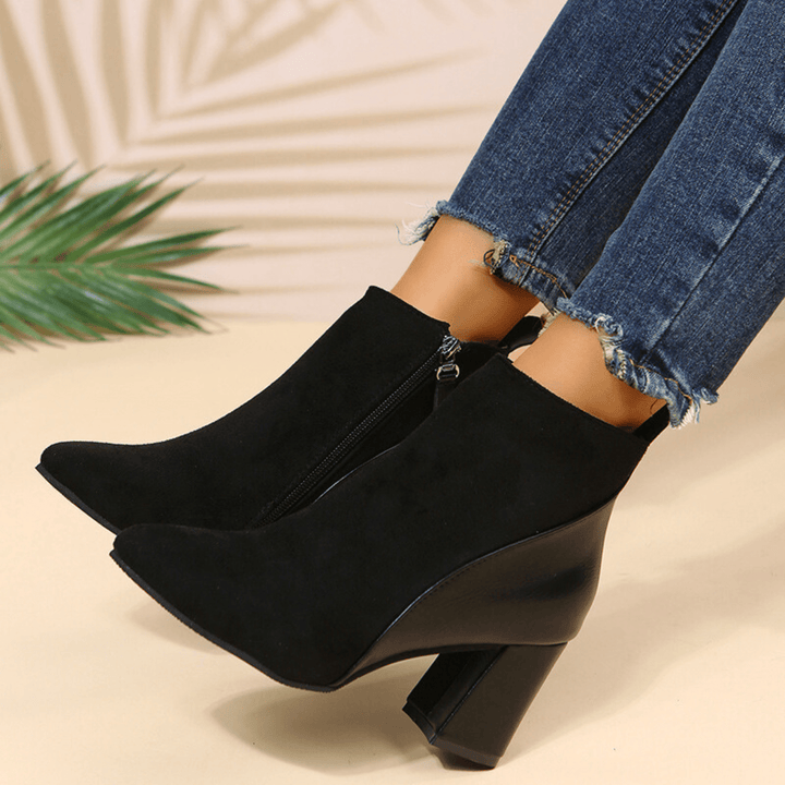 Boots For Women | Side Zipper Block Heel Style