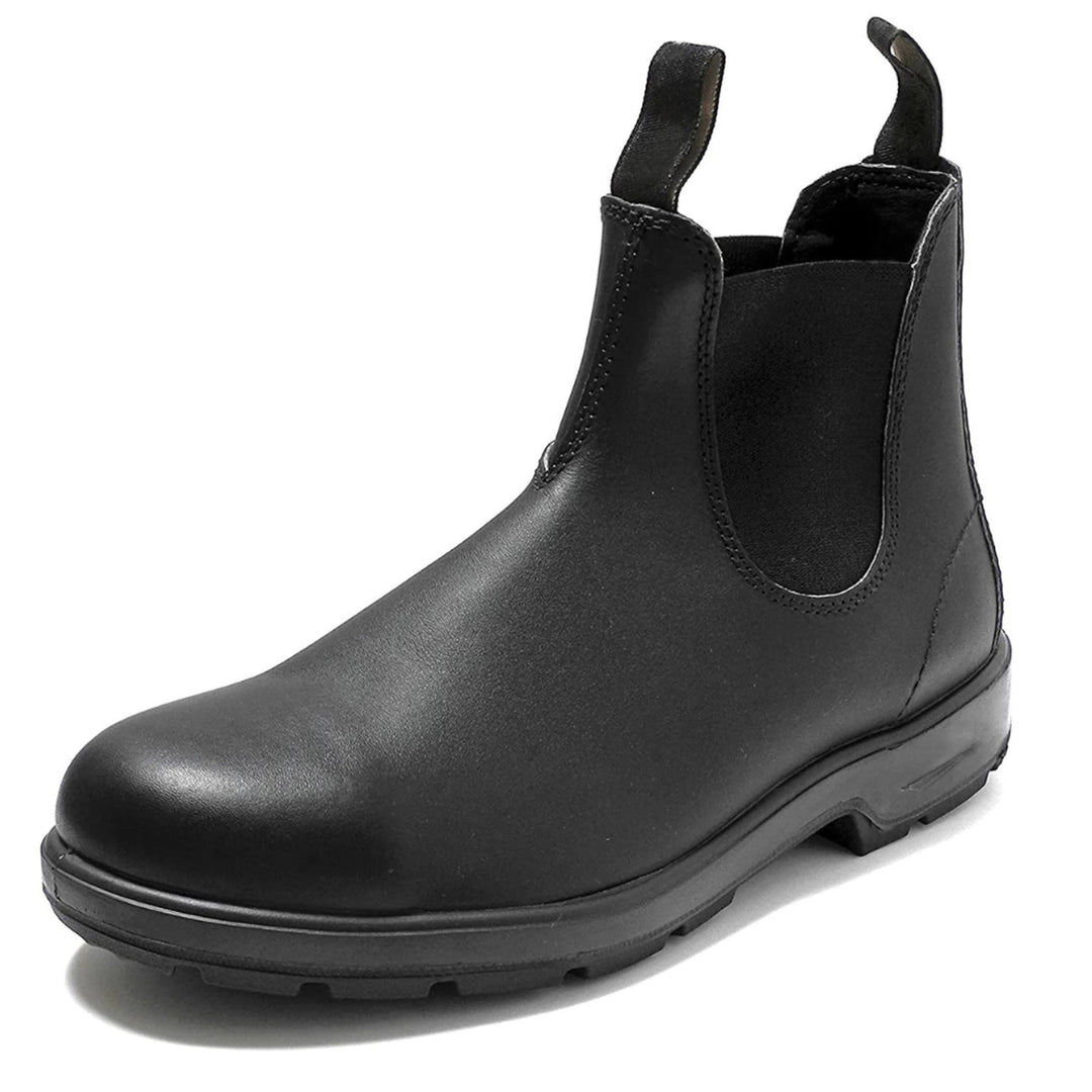 Chelsea ankle boots with elastic side panels, pull tabs and lug soles