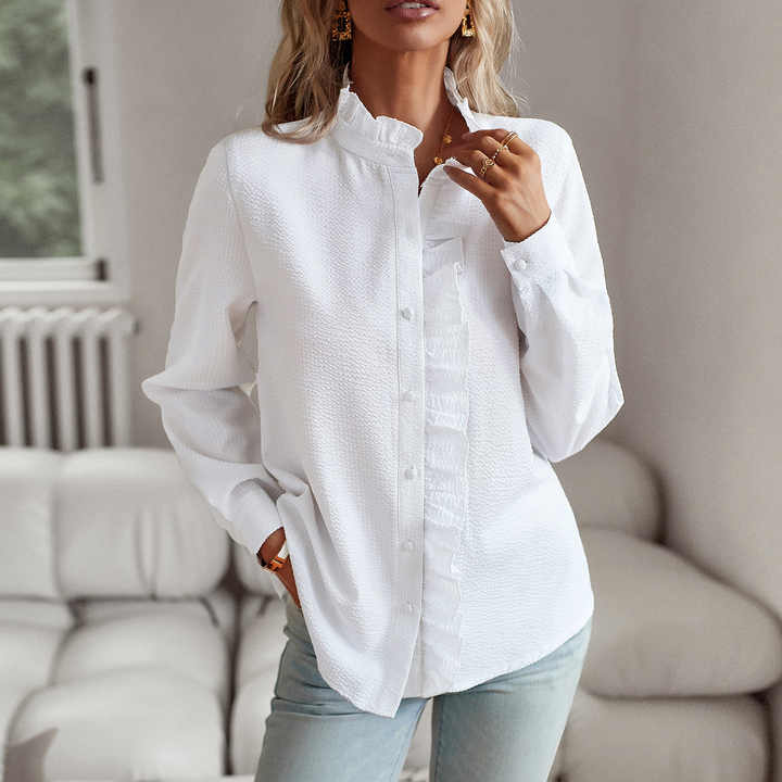 Blouse For Women | Button-Front Ruffle Detail