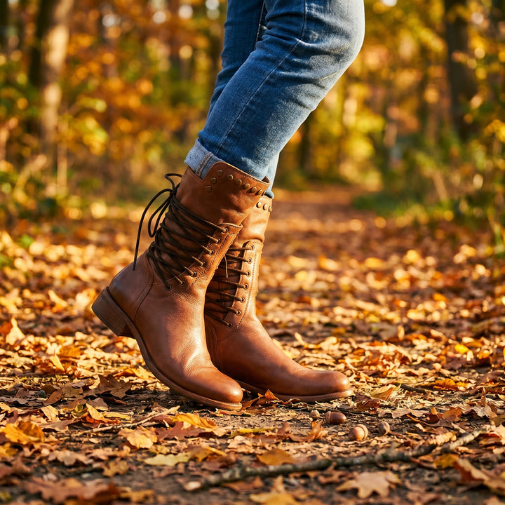 Women’s Boots | Lace-Up Mid-Calf with Stud