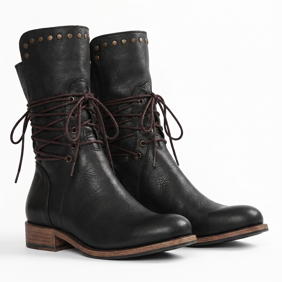 Women’s Boots | Lace-Up Mid-Calf with Stud