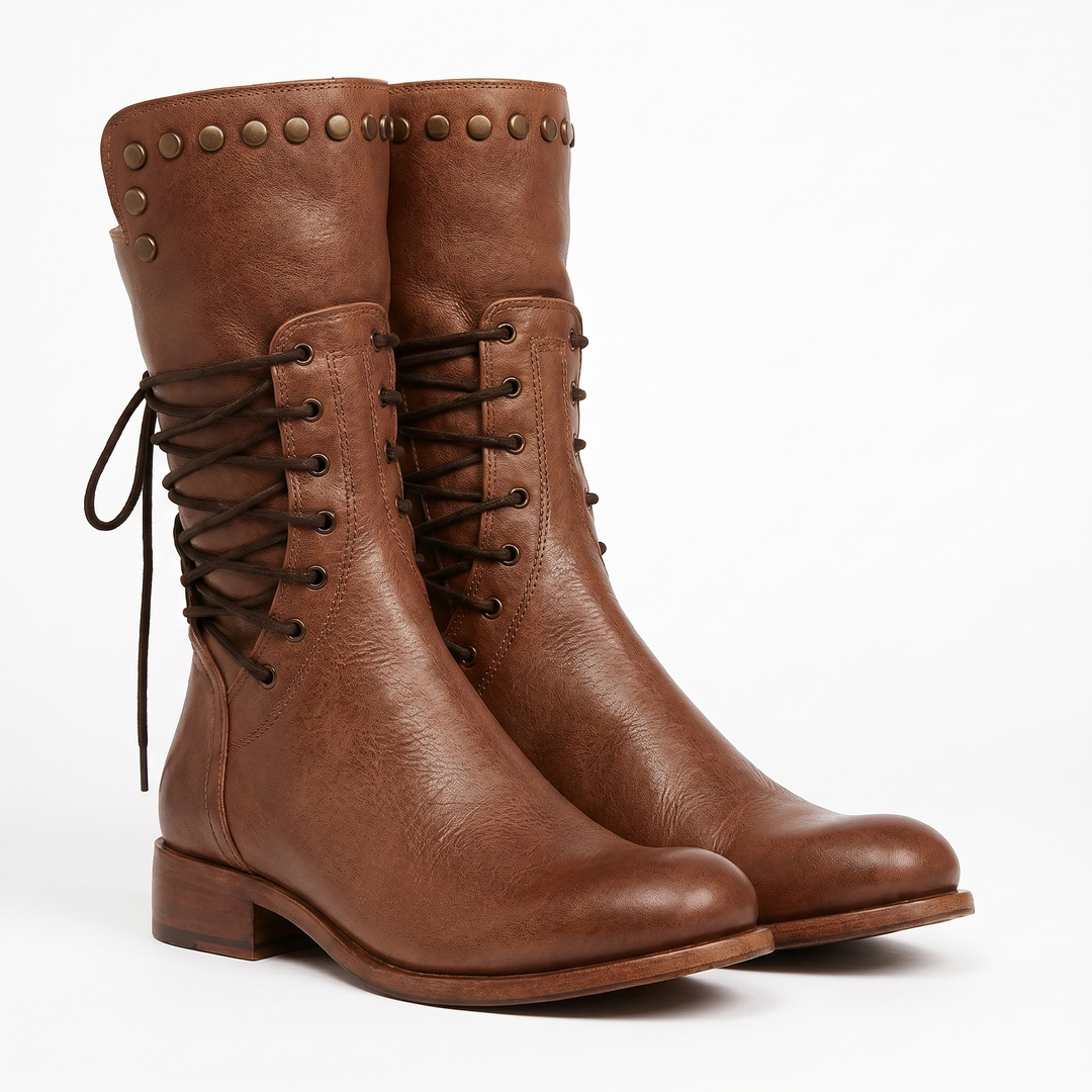 Women’s Boots | Lace-Up Mid-Calf with Stud