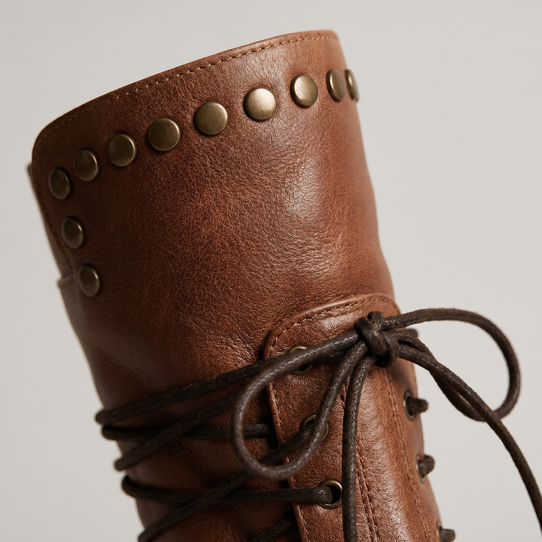 Women’s Boots | Lace-Up Mid-Calf with Stud