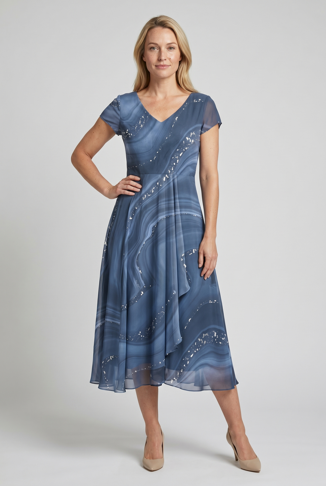Women’s Dress | Flowing Midi with Abstract Print