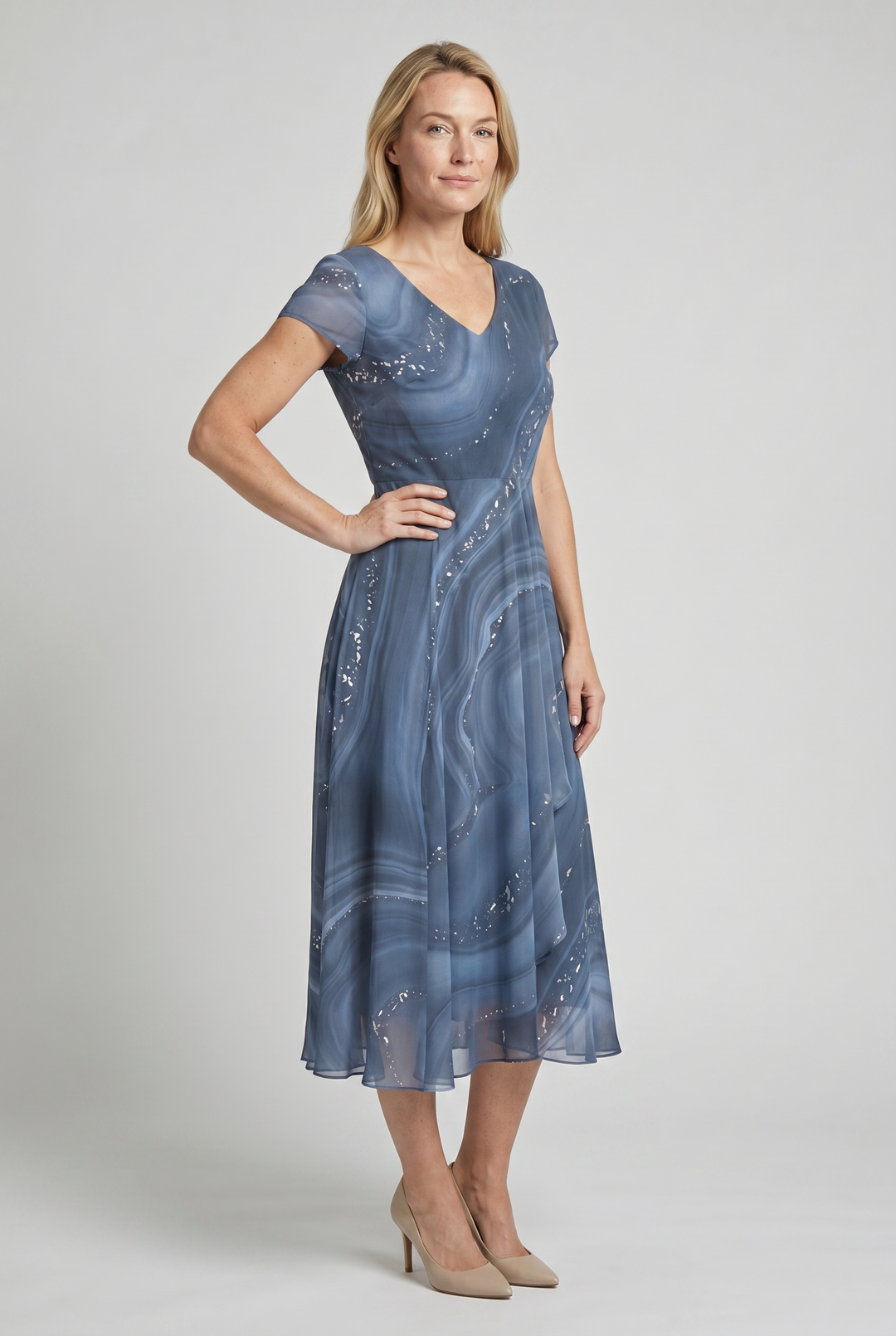 Women’s Dress | Flowing Midi with Abstract Print