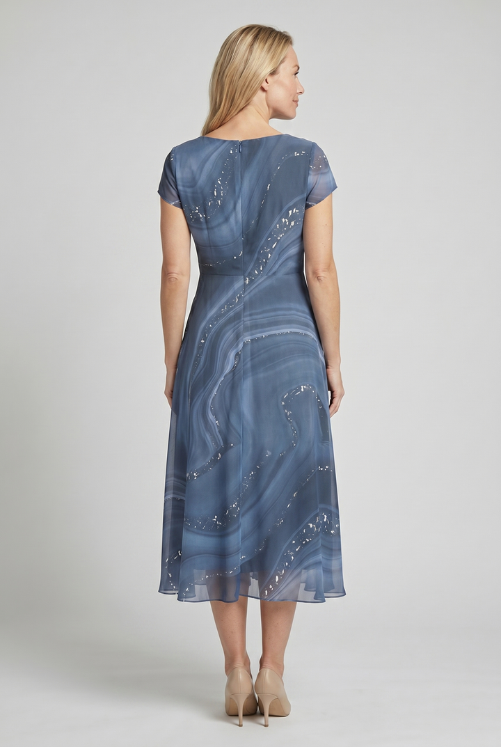 Women’s Dress | Flowing Midi with Abstract Print