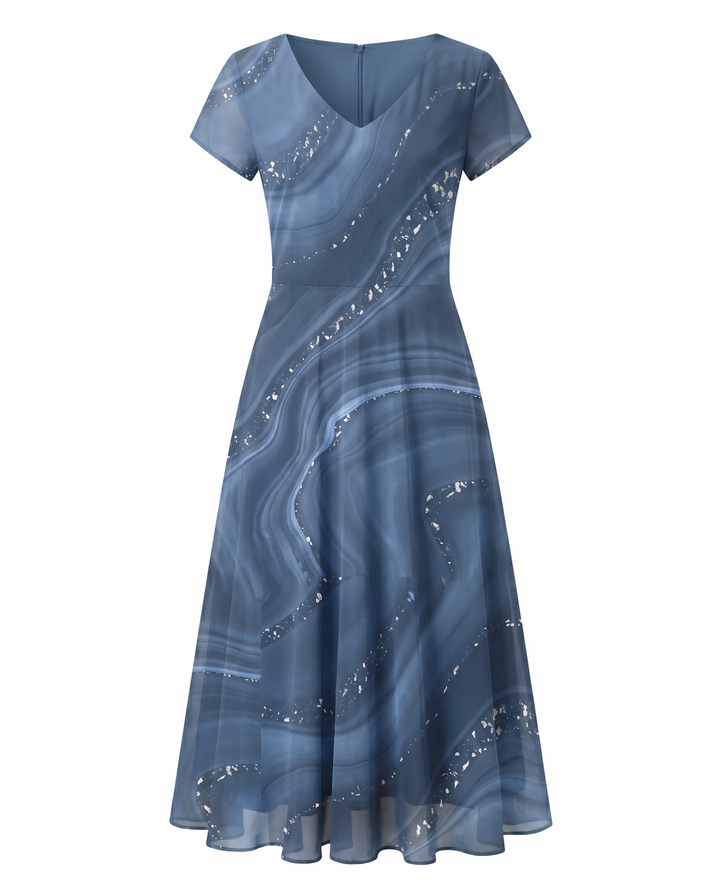 Women’s Dress | Flowing Midi with Abstract Print