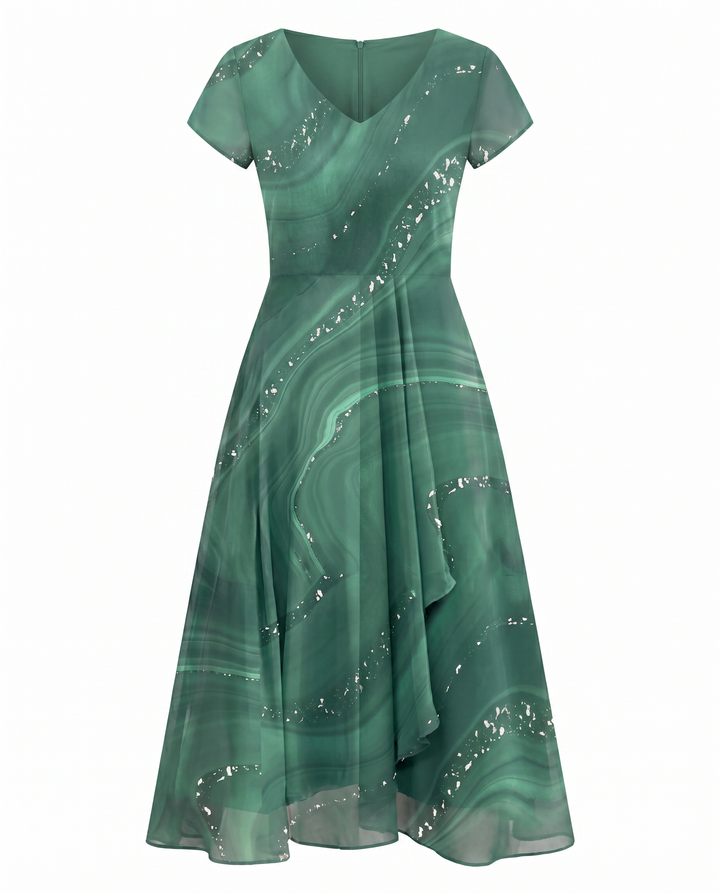Women’s Dress | Flowing Midi with Abstract Print