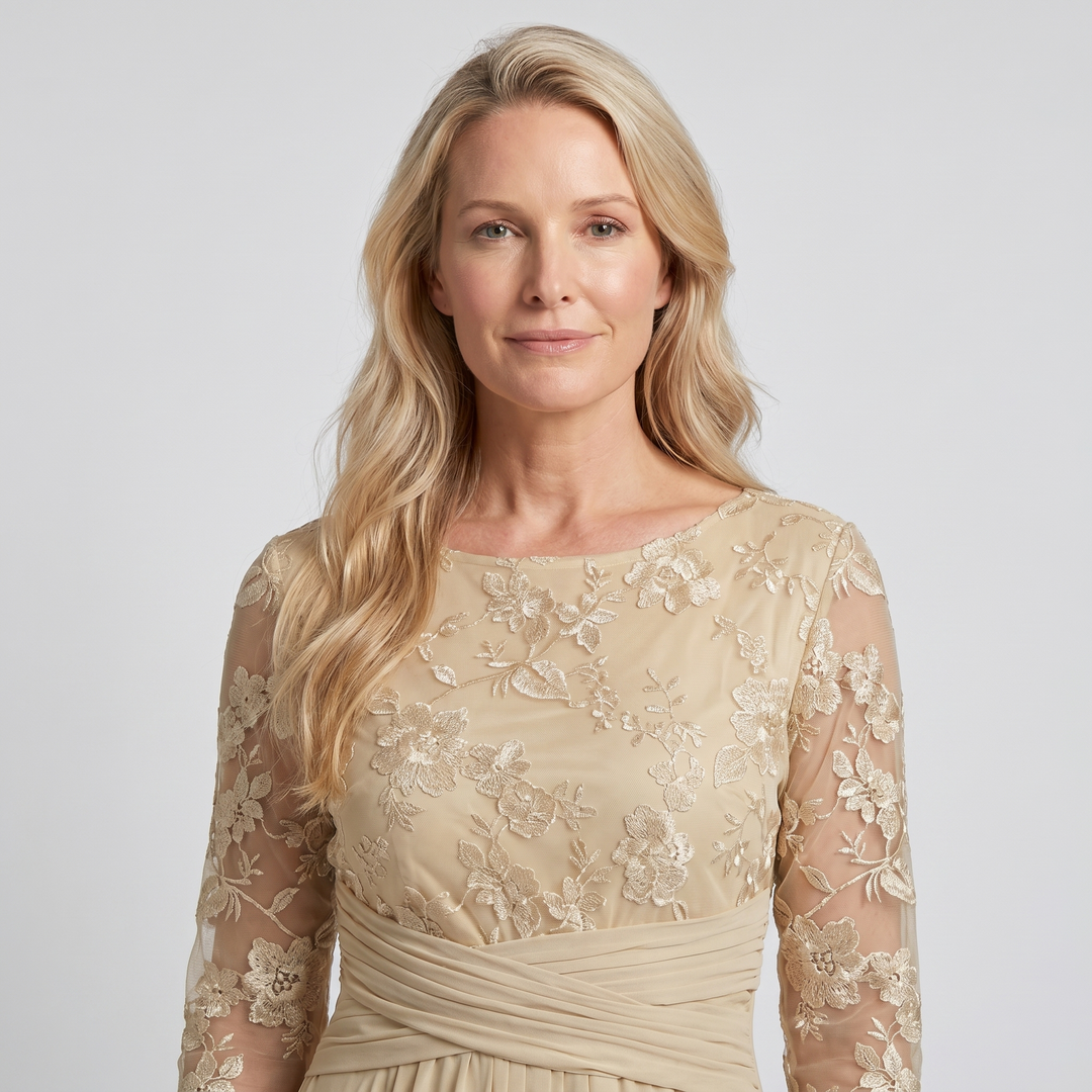 Women’s Dress | Midi Chiffon Skirt with Floral Lace Detail