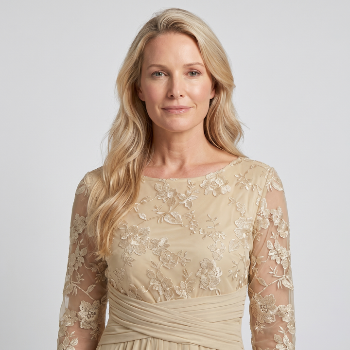 Women’s Dress | Midi Chiffon Skirt with Floral Lace Detail