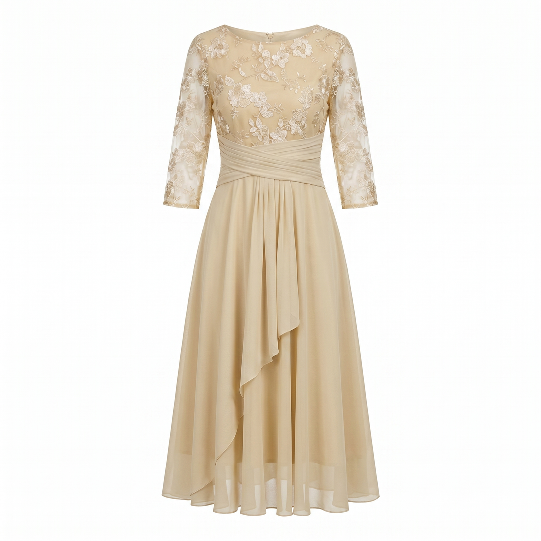 Women’s Dress | Midi Chiffon Skirt with Floral Lace Detail
