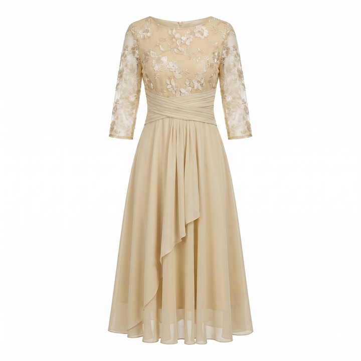 Women’s Dress | Midi Chiffon Skirt with Floral Lace Detail