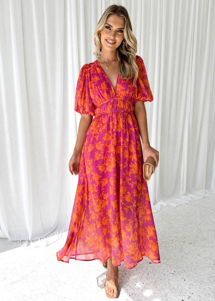Women's Wedding Guest Maxi Dress | Long Sleeve Floral