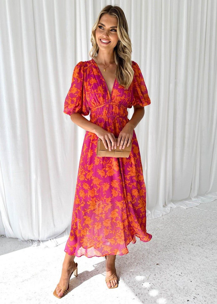 Women's Wedding Guest Maxi Dress | Long Sleeve Floral