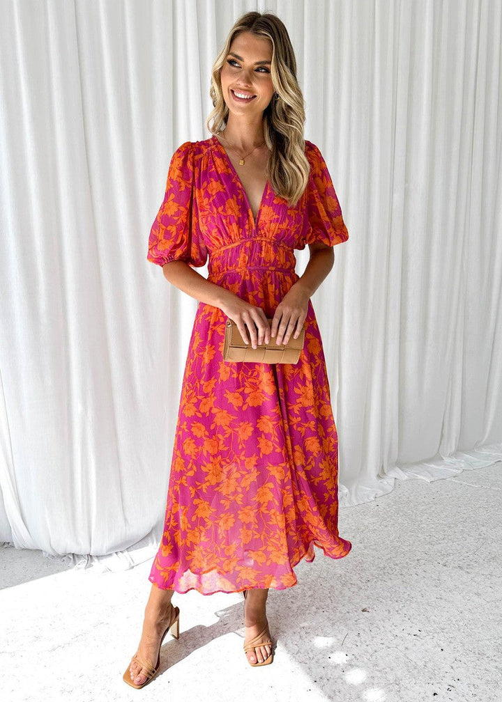 Women's Wedding Guest Maxi Dress | Long Sleeve Floral